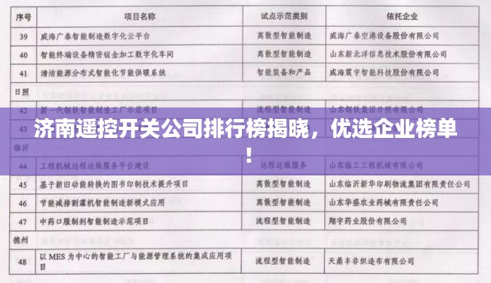 济南遥控开关公司排行榜揭晓,优选企业榜单!